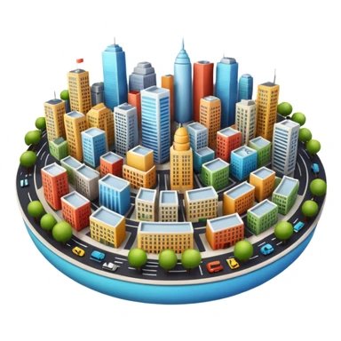round emoji of a realistic city sticker
