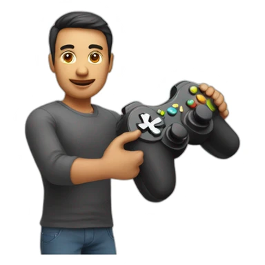 game controller with man sticker