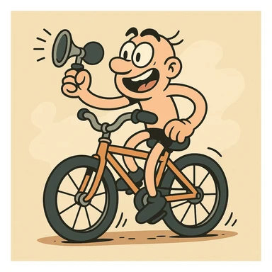 a playful illustration of a cycle featuring a classic bulb horn sticker