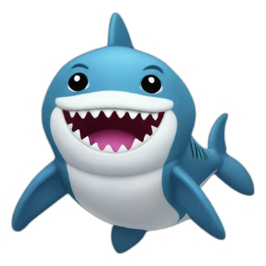 fluffy plush shark soft stuffed animal showing its belly sticker