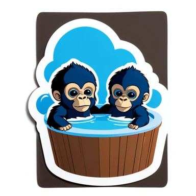 Two blue gorilla babies in hot tub  sticker