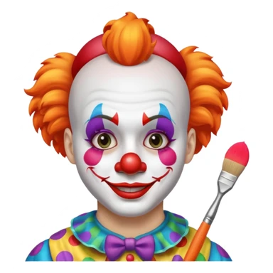 clown making up with brush half face painted sticker