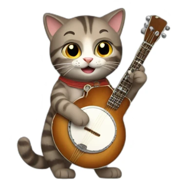 Cat playing banjo sticker