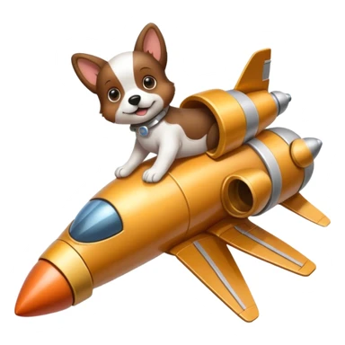 Puppy on top of a rocket ship sticker