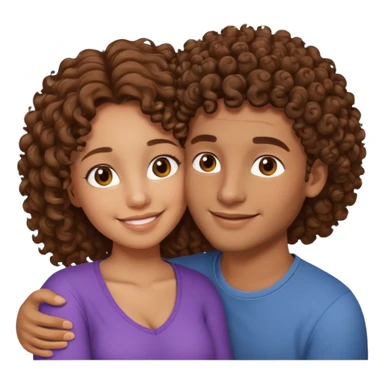 cuddling couple lighter skin male, brownskin girl with curly hair sticker
