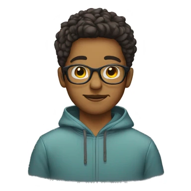 Boy wearing glasses and a hoodie with little bit beard sticker
