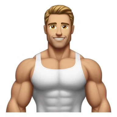 white man, brunette hair, bodybuilder, muscular body sticker