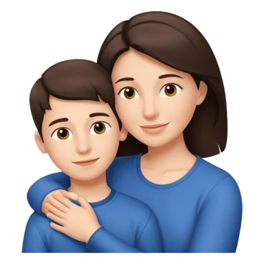 Matka brunetka se raduje se svým dvanáctiletým synem sticker