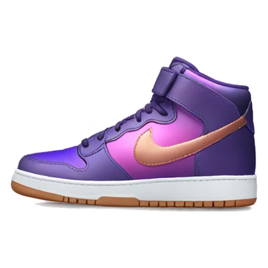 Realistic pair of metallic dark purple to rose gold ombre Nike Sneakers facing front. sticker
