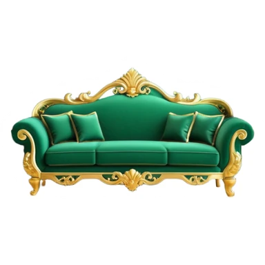 luxurious emerald green sofa in the Slytherin common room, ornate gold accents, grand fireplace, elegant and noble atmosphere sticker