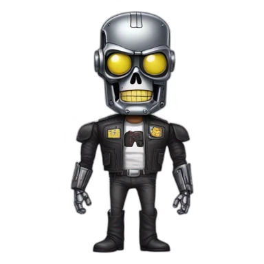 The terminator in a SpongeBob SquarePants costume sticker