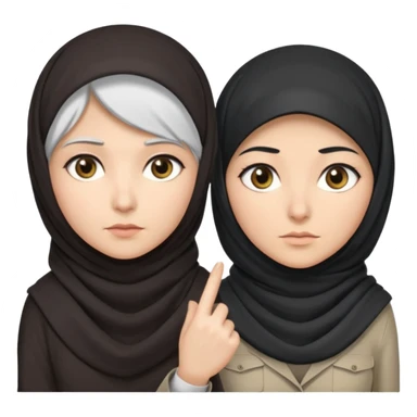 Generate 
1 detective she's white hair covered with hjab light eyes fair skin
1 detectective she's black NO HIJAB HAIR OUT BROWN skin 
they're right next to each other one has a hand lense the other has a sample  sticker