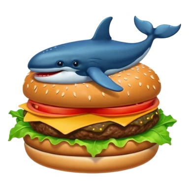 A burger with whale elements, Telegram emoji style sticker