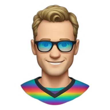 Jonathan Toews wearing glasses and rainbow clothes sticker