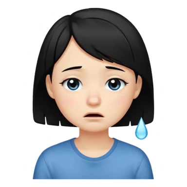 Girl with black hair and short hair  like boy hair who cry and very cute  sticker
