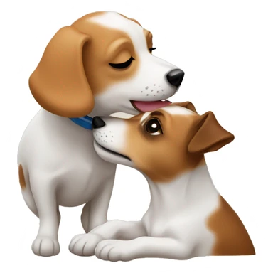 Woman kissing a jack Russell dog  sticker