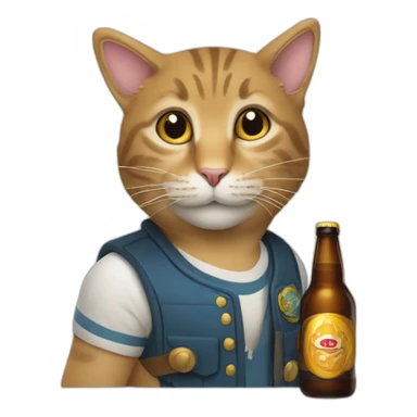 Un chat avec une bière sticker