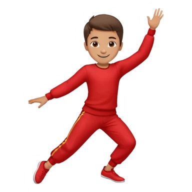 a boy is dancing with red outfit sticker
