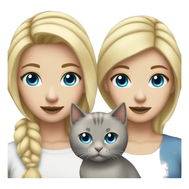 Girl blue eyes blonde hair with grey cat sticker
