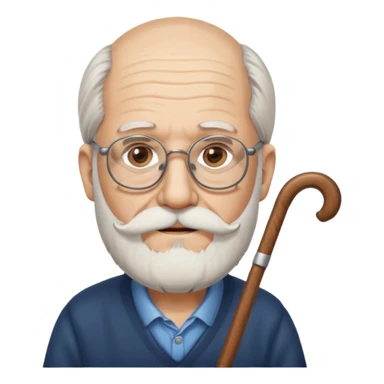 Anciano barba blanca larga bastón audifonos sordera lentes  sticker