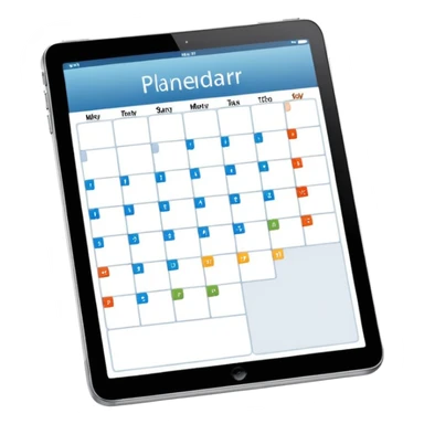 iOS 18 style emoji of an iPad displaying a digital planner, clean and modern, stylized screen showing a calendar or to-do list sticker