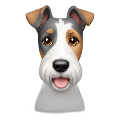 perro parecido a foxterrier con barbita, heterocromia, blanco y gris, ladrador sticker