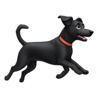 Black dog running sticker