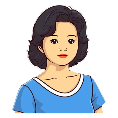 Teresa Teng legendary singer with classic 70s-80s style, chest up portrait sticker
