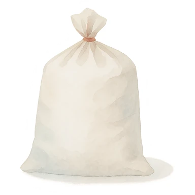 realistic flour sack, subtle shading, watercolor art style sticker