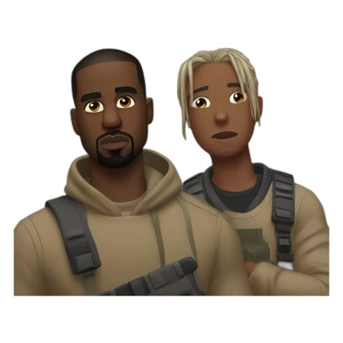 Kanye and Travis Scott playing fortnite sticker