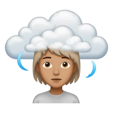 zoned out face with clouds floating around its head as if you are spaced out sticker