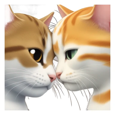 Tuxedo cat and orange tabby cat kissing sticker
