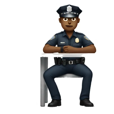 Police man shows stop table sticker