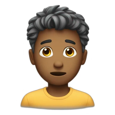 Boy worried of hair sticker