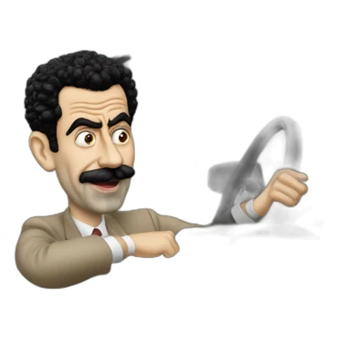 Borat driving mr. Bean's car sticker