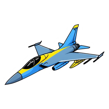 Modern Ukrainian fighter aircraft with blue and yellow flag colors, combat plane sticker