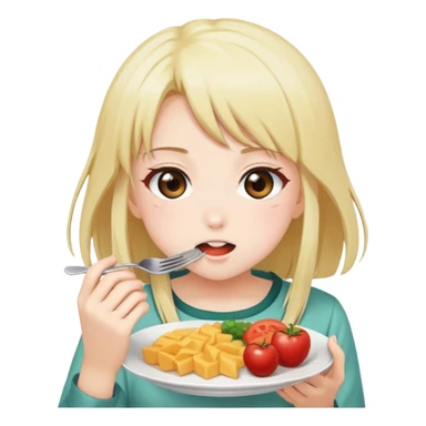 Anime girl eating food sticker