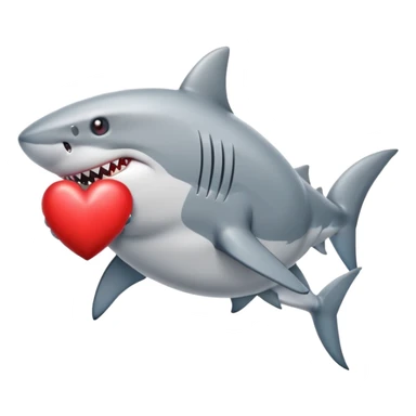 shark holding a heart sticker