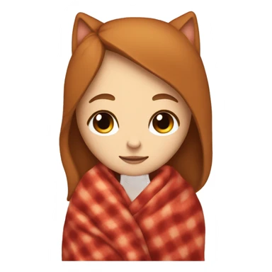 A white girl with brown hair sleeps with a red cat in a blanket sticker