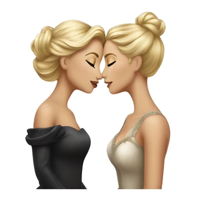 2 women princesses couple blonde deep kiss sticker