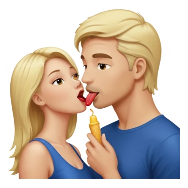 naked blonde woman licking naked man sticker