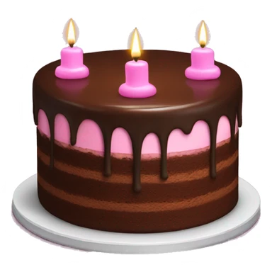 chocolate cake with pink icing on top and candles sticker