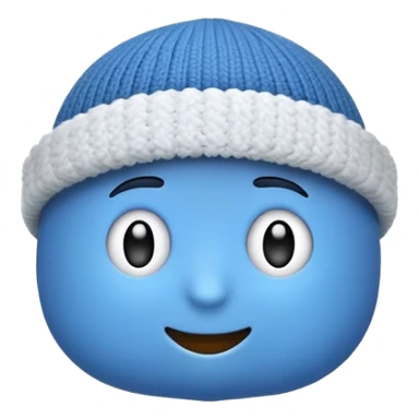 Blaues Emoji mit den Zähnen zu mit Mütze  sticker