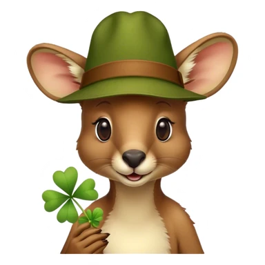 A kangaroo in a hat is eating clover. sticker