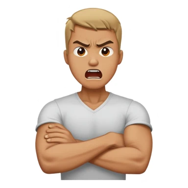 Arms crossed holding neck angry screaming guy sticker