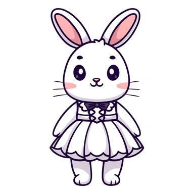 cute bunny in fancy evening dress or gown sticker