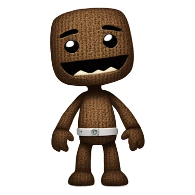 sackboy looking cross and arms folderd sticker