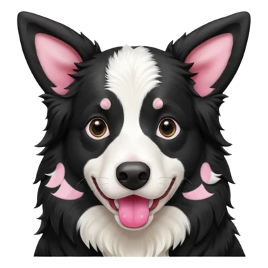 A black and white border collie with cow's horns. sticker