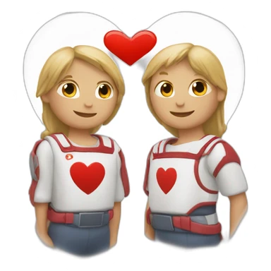 Corazón doble rojo y blanco  sticker