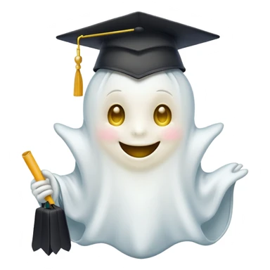 snapchat ghost  smiling with a graduate hat on top sticker